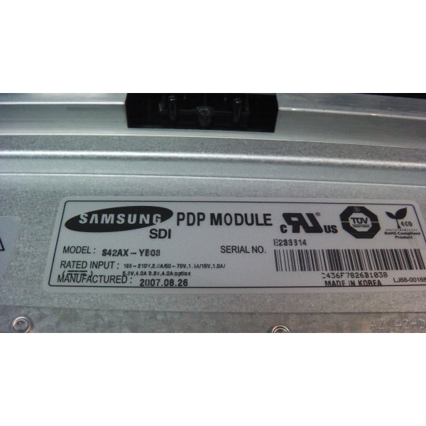 SAMSUNG Plasma TV Screen S42AXYB08 / HPT4264 ALFA ELECTRONIQUE