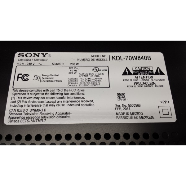 Sony KDL 65S990A Power Supply Board 1 474 531 11