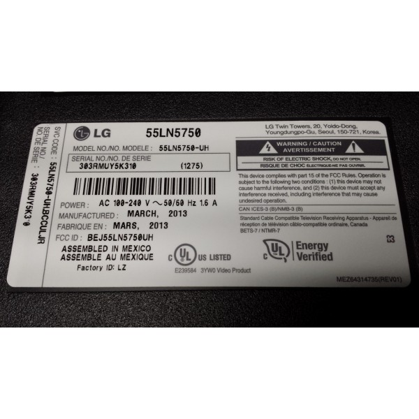 Sceptre X505BV-FMQC (X505BV-FMQC8L Alimentation Sceptre X505BV-FMQC (X505BV-FMQC8L Alimentation